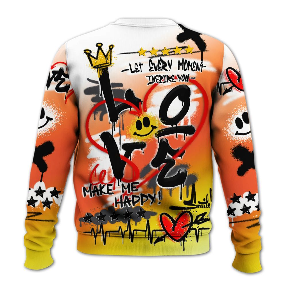 Sweatshirt To Match Dunk High Candy Corn - Happy Love Beats Graffiti Streetwear All Over Print