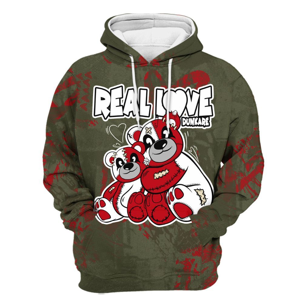 Hoodie To Match Low OG Medium Olive 1s - Sincere Fondness Bear All Over Print