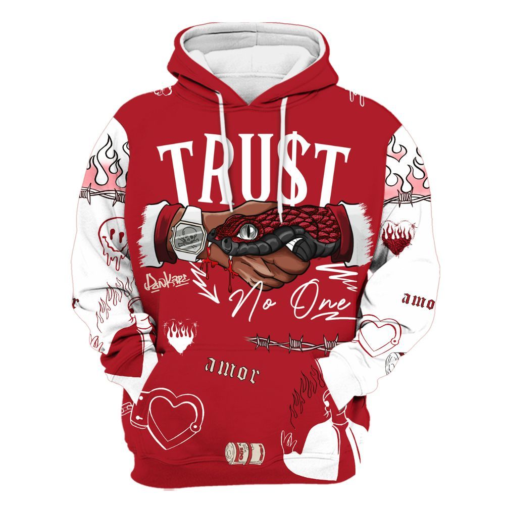 Hoodie To Match Mid Red Cracked Leather 1s - Snake Trust No One All Over Print