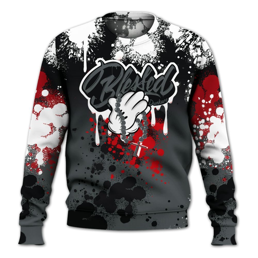 Sweatshirt To Match Black RM Nigel Sylvester 4s - God Blessed Ink Drip All Over Print