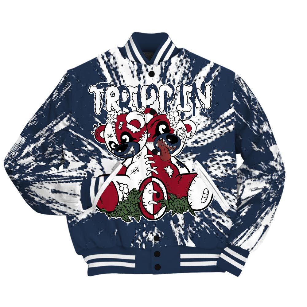 Varsity Jacket To Match Navy Blue 2024 6s - Trippin Bear Luxury Varsity Jacket Unisex