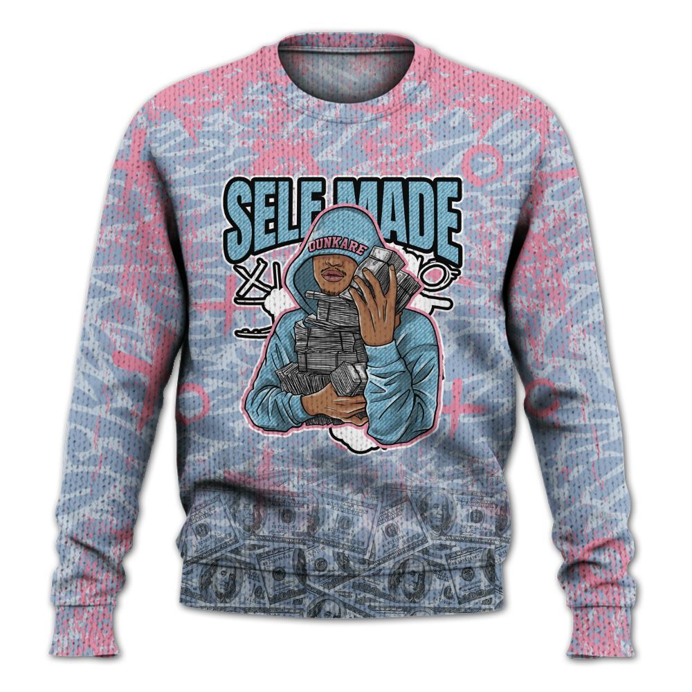 Sweater To Match Denim Pink Glow 3s - Selfmade Unique Grunge Graphic