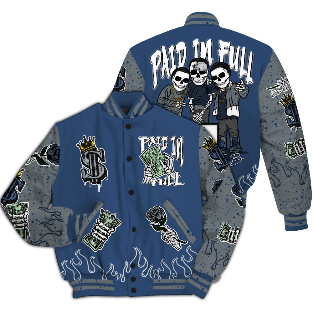 Varsity Jacket To Match Midnight Navy 4s - Fire Everybody Paid In All Over Print