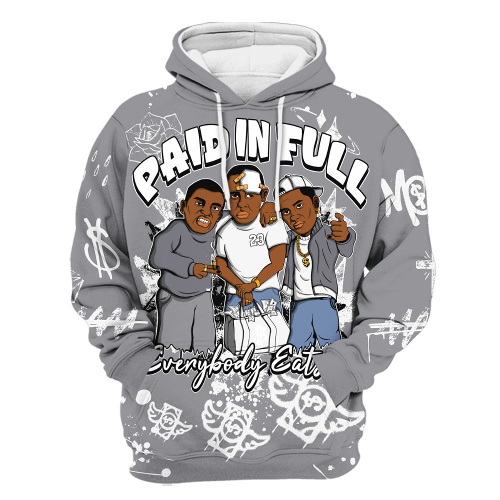 Hoodie To Match Cement Grey 11s - Everybody Paid In Full Crayon All Over Print