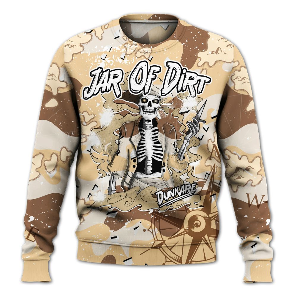 Sweatshirt To Match Desert Camo 3s - Skeleton Jar Of Dirt Retro All Over Print