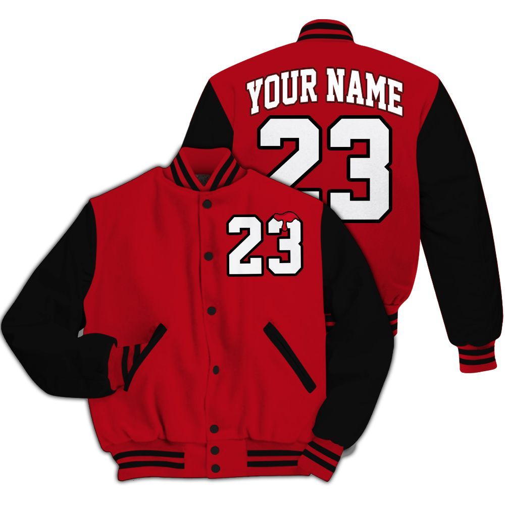 Varsity Jacket To Match Bred Velvet 11s - Custom Name Number 23 Drip All Over Print