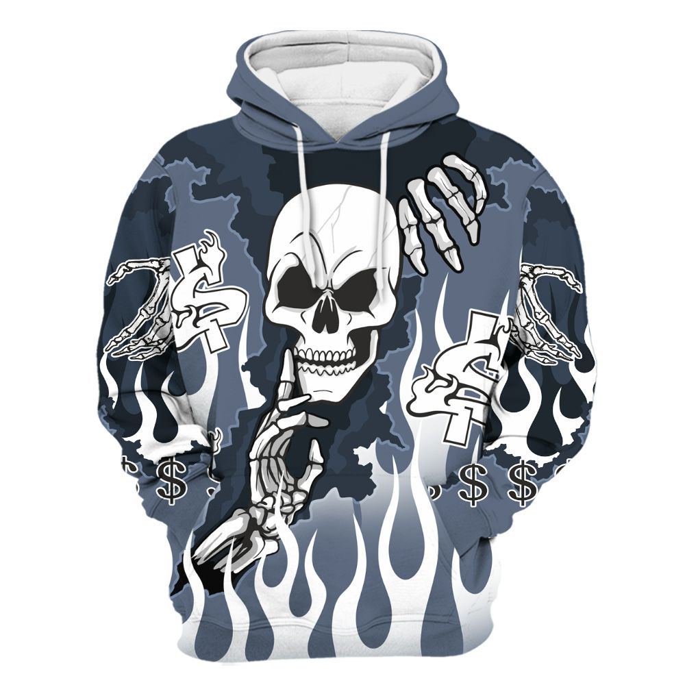 Hoodie To Match Low Diffused Blue 11s - Ones Move In Silence Graphic Trapped All Over Print