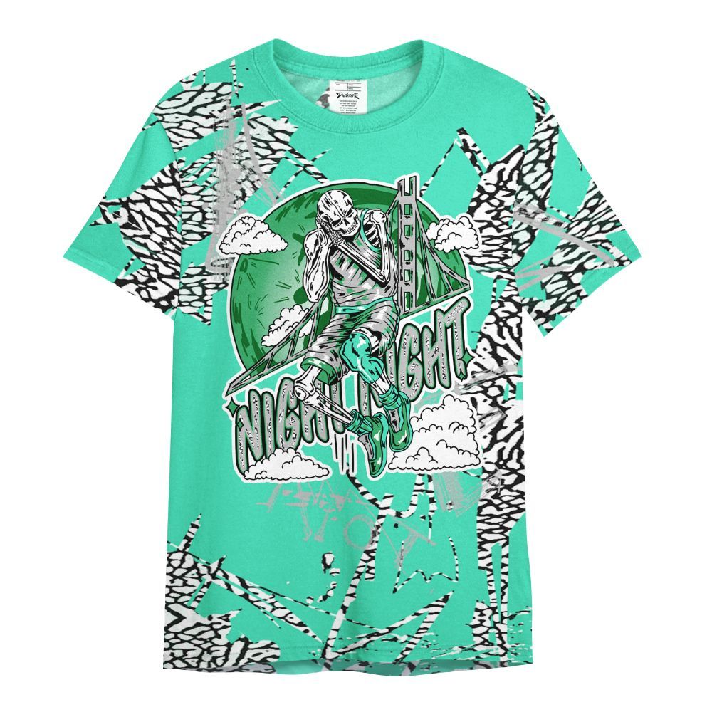 Shirt To Match Black Green Glow 3s - Seeya Skeleton Messyz All Over Print