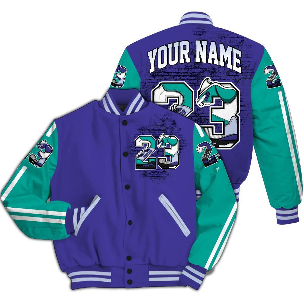 Varsity Jacket To Match Retro Grape 5s - Custom Name 23 5s All Over Print