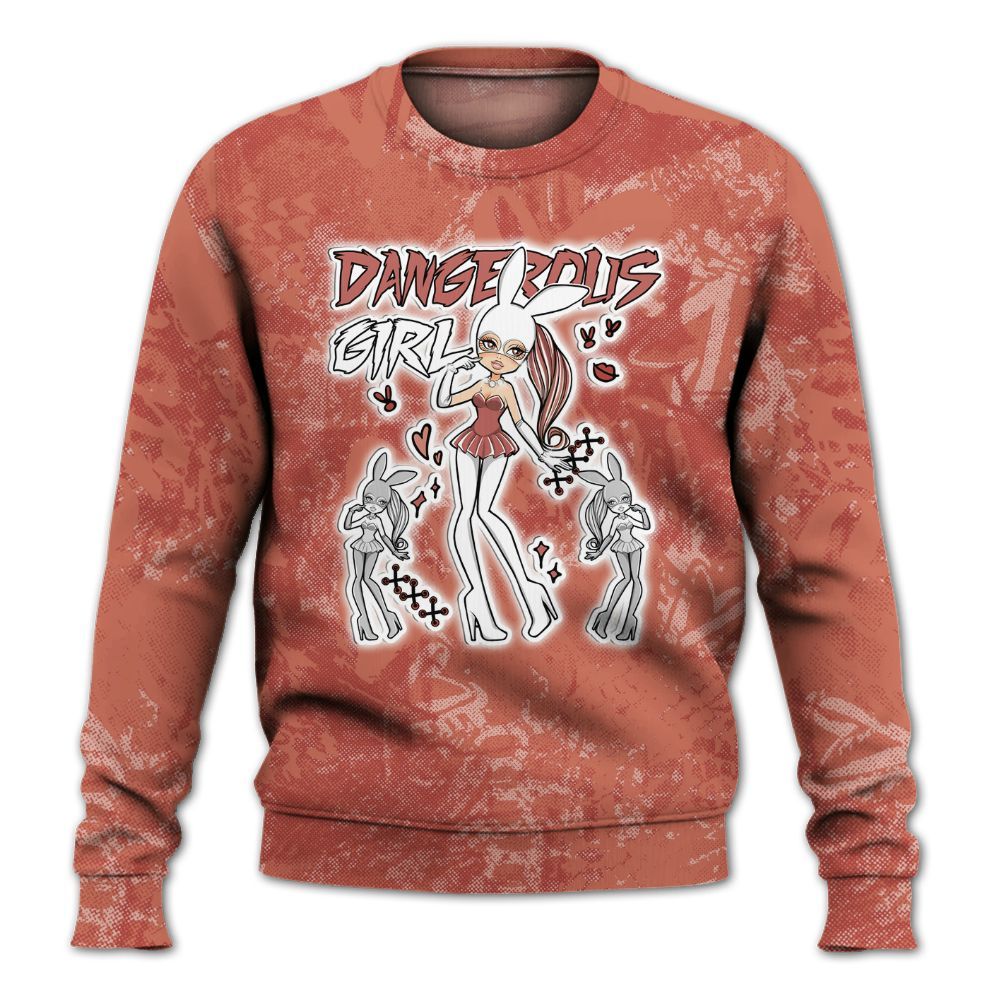 Sweatshirt To Match Dune Red 13s - Dangerous.Girl Heart Grunge All Over Print