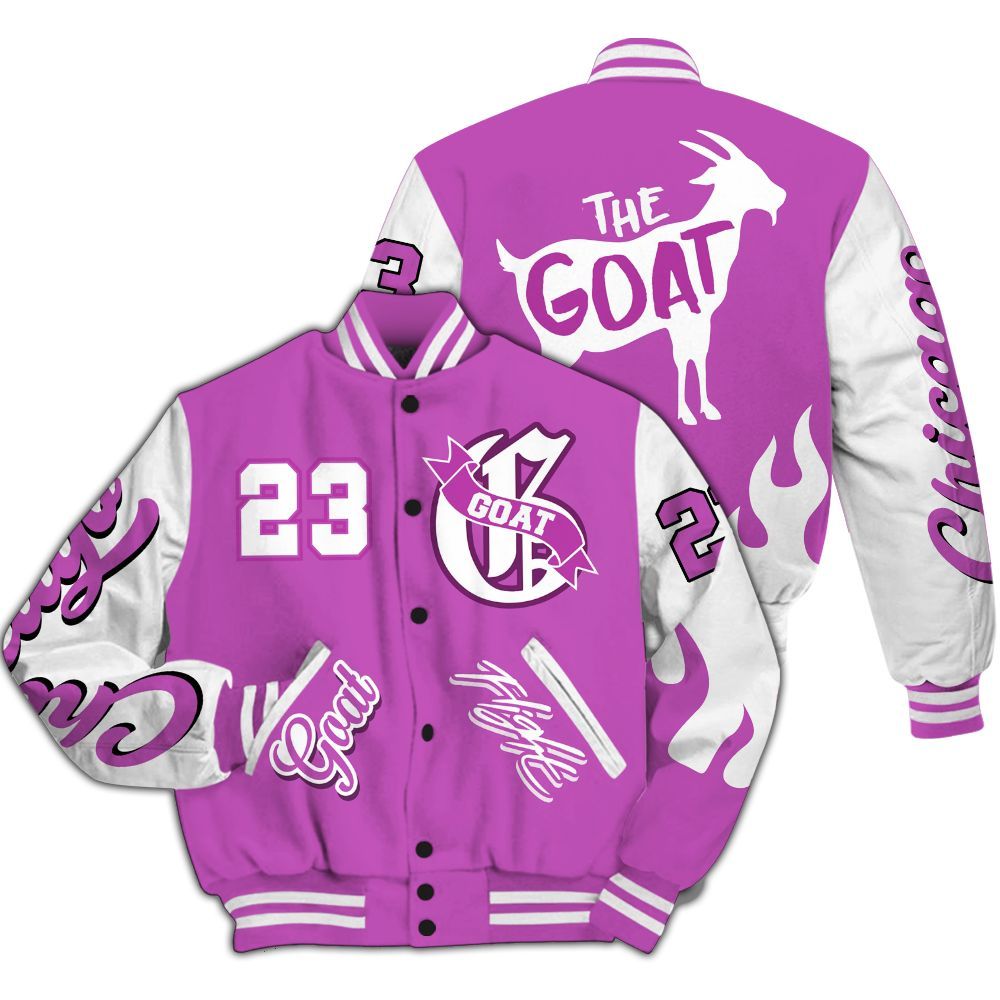 Varsity Jacket To Match Hyper Violet 4s - The G.O.A.T Flight Streetwear All Over Print