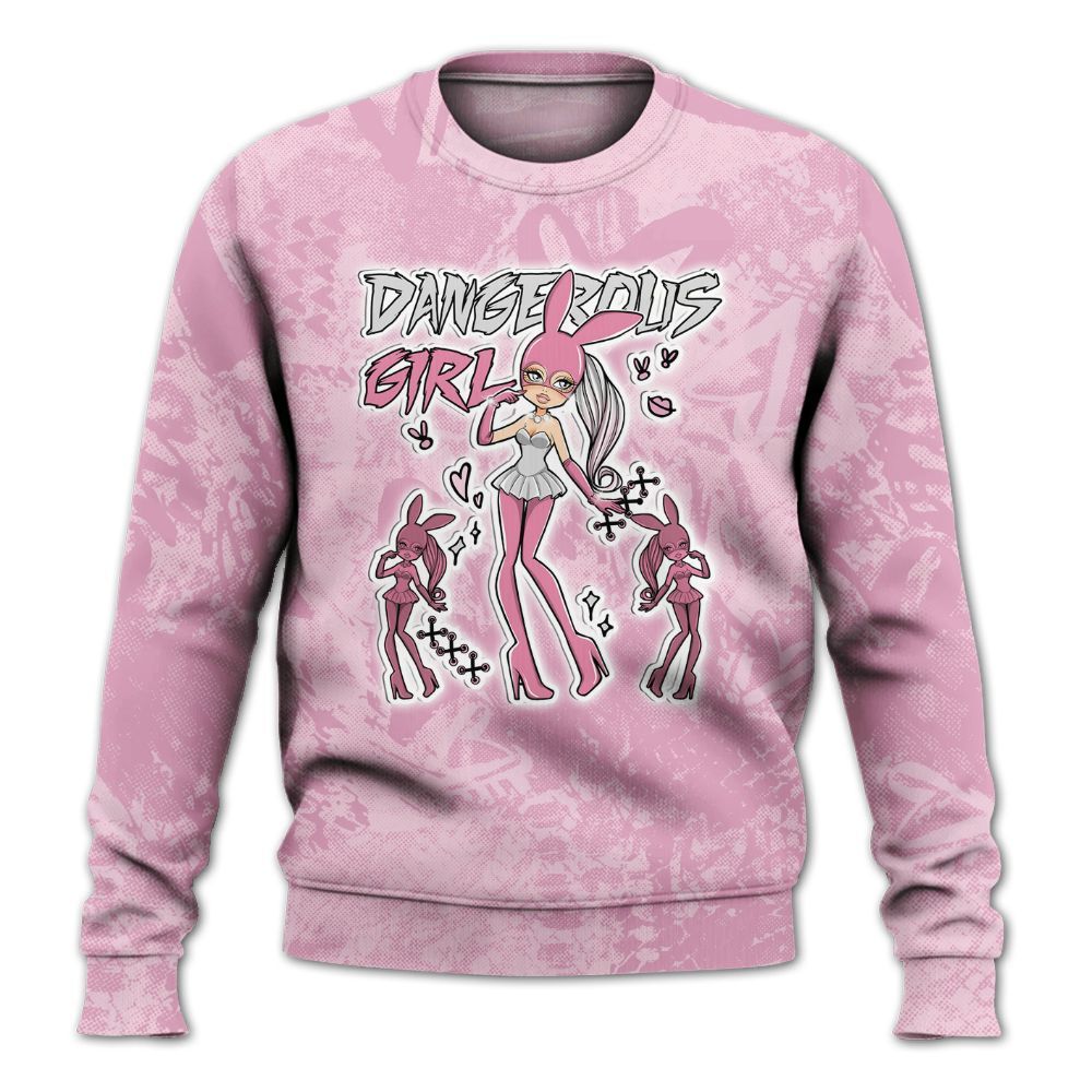 Sweatshirt To Match Orchid 4s - Dangerous.Girl Heart Grunge All Over Print