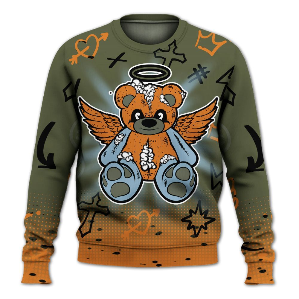 Sweatshirt To Match Olive 5s - Gods Guides Me Bear Graphics All Over Print