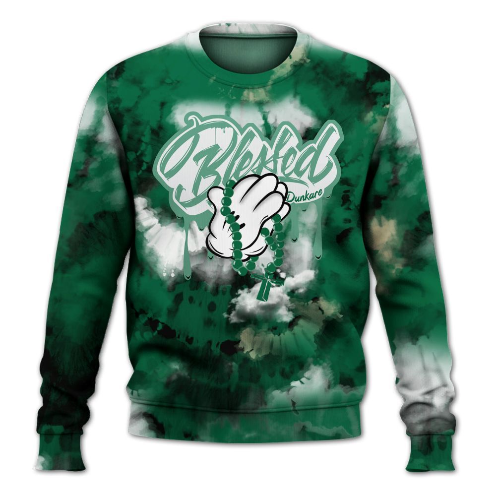 Sweatshirt To Match Pine Green 4s - God Blessed Tie Dye All Over Print