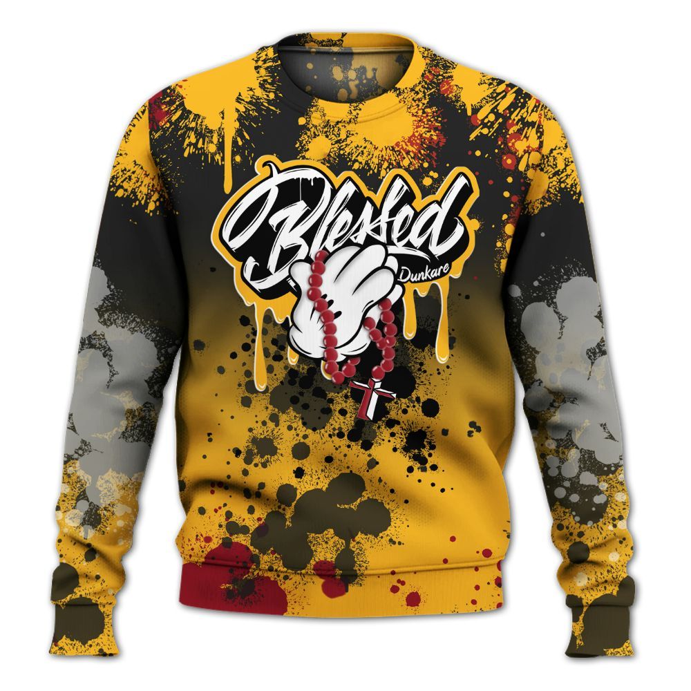 Sweatshirt To Match White Taxi 12s Shirt, God Blessed Ink Drip All Over Print