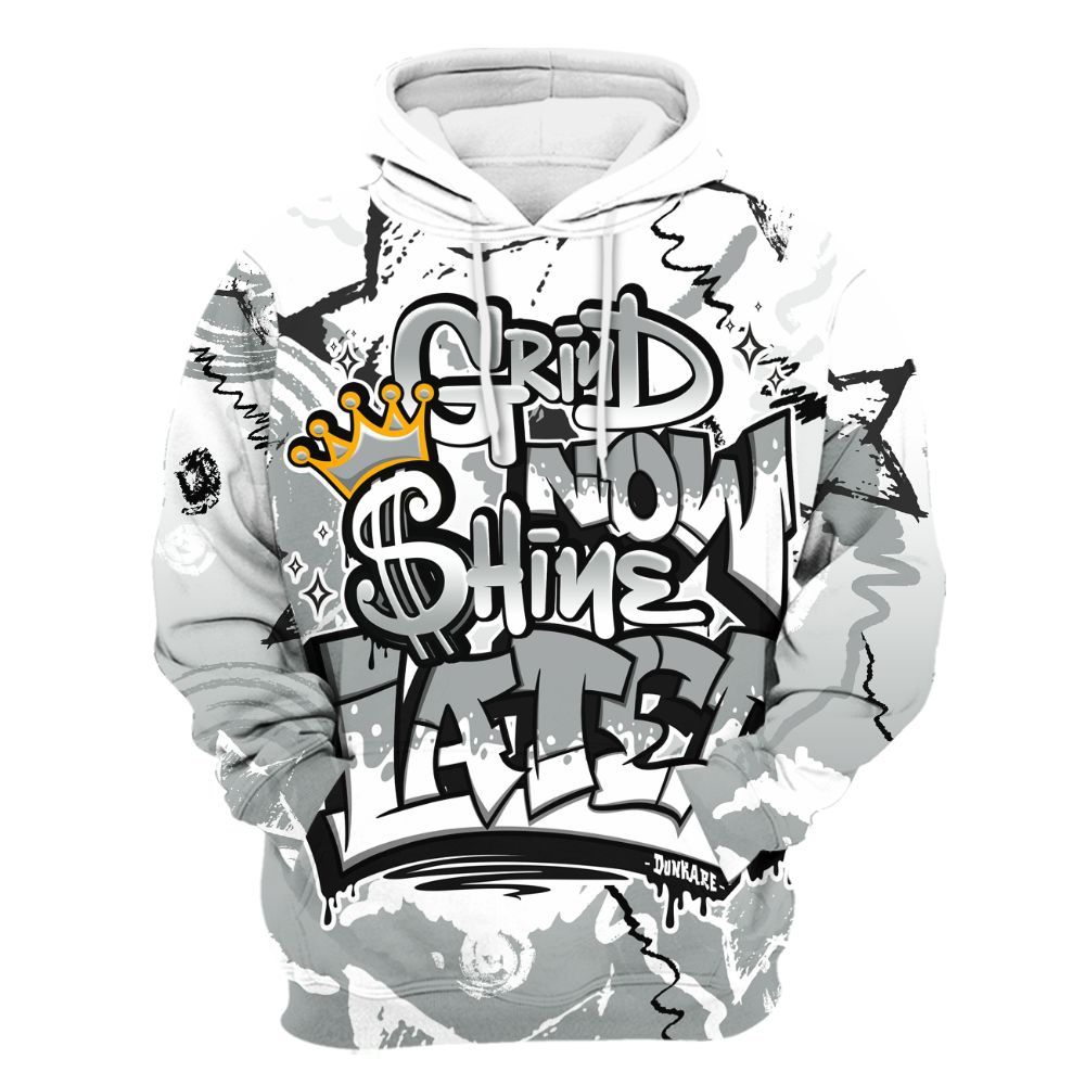 Hoodie To Match Dunk Low White Light Smoke Grey - Grind Shine Later Drip All Over Print
