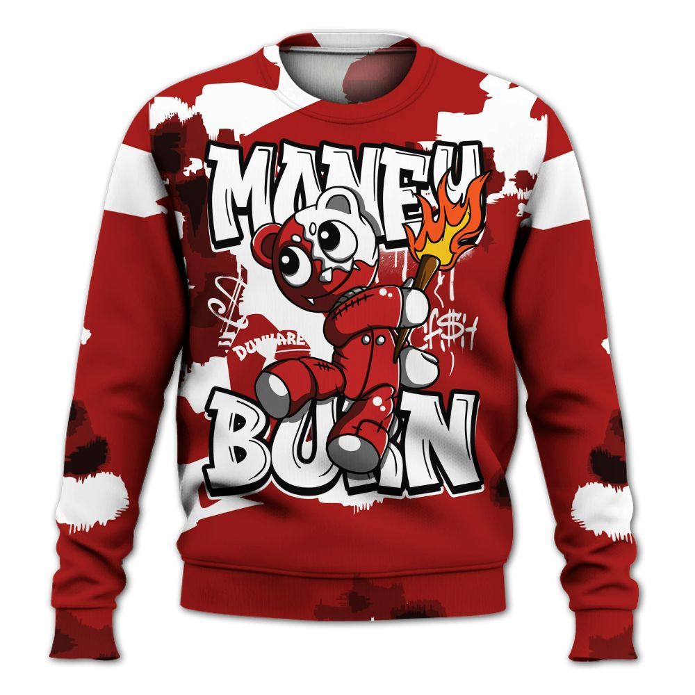 Sweatshirt To Match Red Taxi 12s - Money Burn Retro Red Taxi 12s Outfit All Over Print