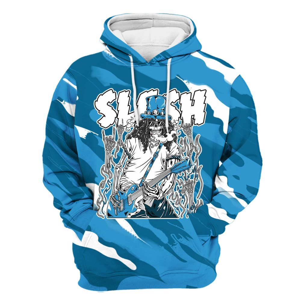 Hoodie To Match Powder Blue 9s - Slash Skeleton Colored All Over Print