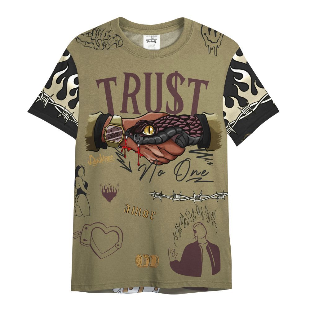 Shirt To Match Black Olive 7s - Snake Trust No One All Over Print