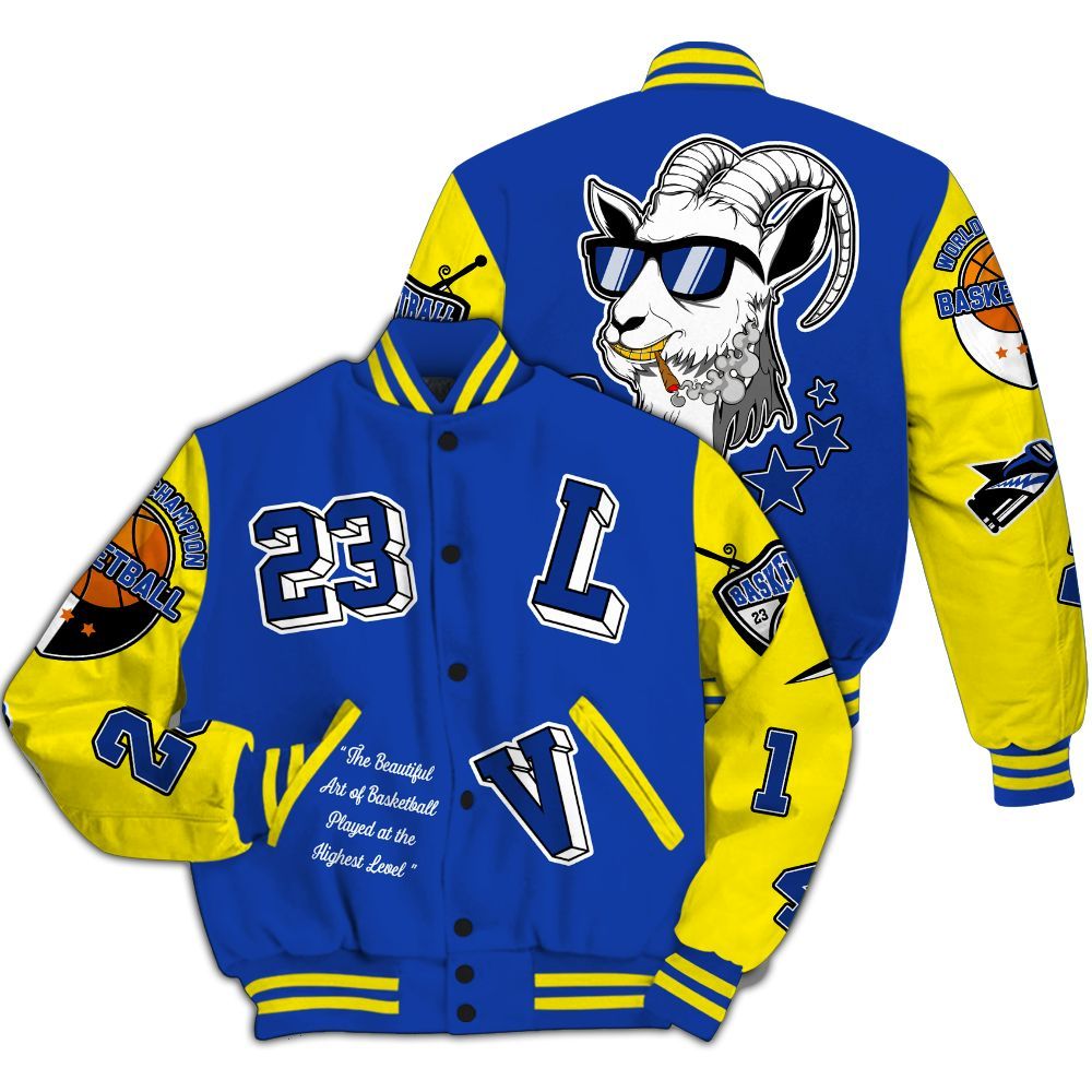 Varsity Jacket To Match Laney 14s - The GOAT Got Em Streetwear All Over Print