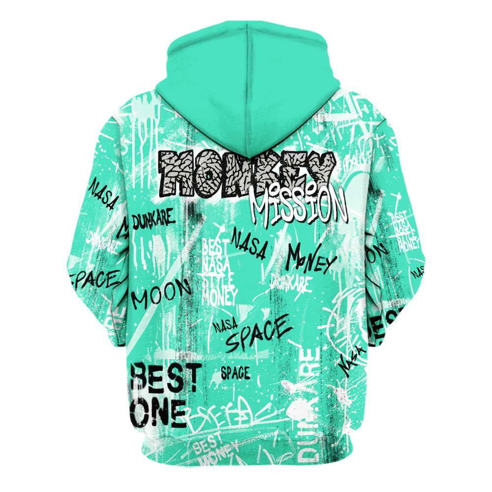 Hoodie To Match Black Green Glow 3s - Monkey Misson Space Green Glow 3s All Over Print