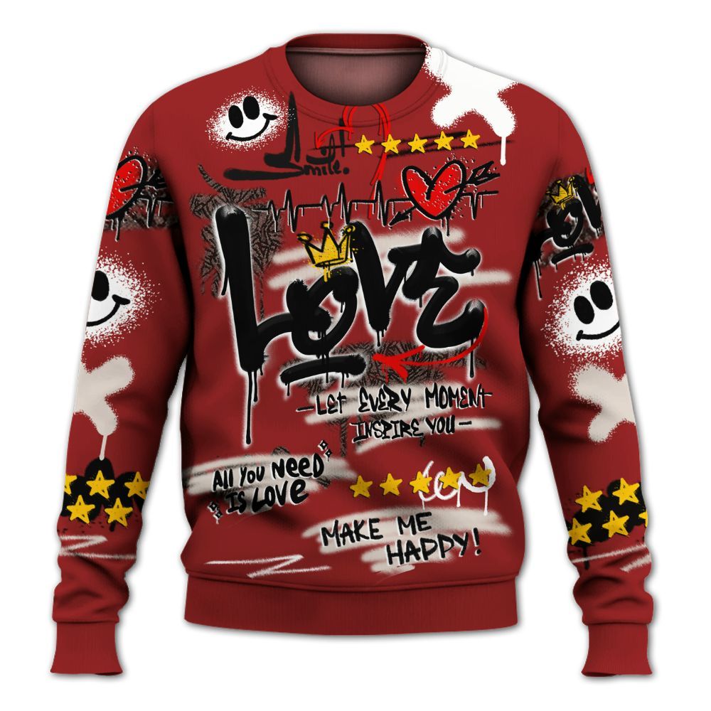 Sweatshirt To Match World’s Best Dad 3s - Happy Love Beats Graffiti Streetwear All Over Print