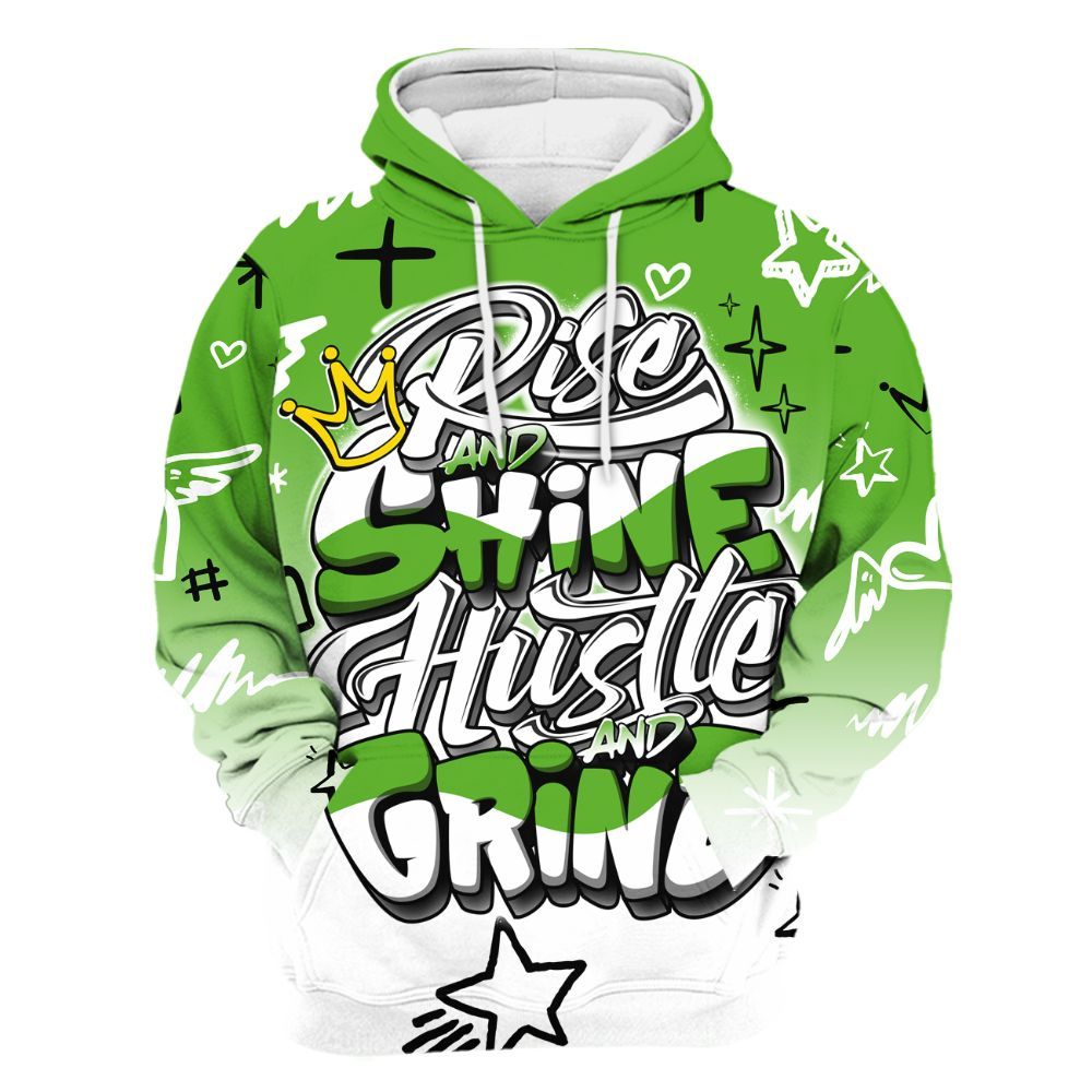 Hoodie To Match Air Foamposite One Volt - Rise Shine Hustle Grind All Over Print