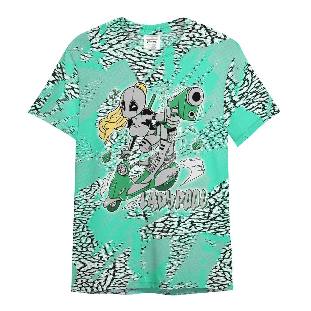 Shirt To Match Black Green Glow 3s - Lady Pool Cartoon Abstract Halftone All Over Print