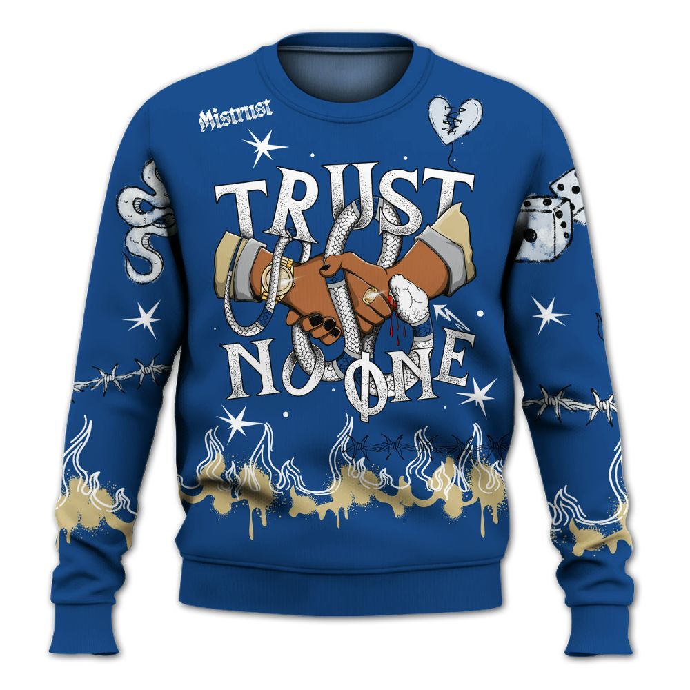 Sweatshirt To Match Air Ship Royal Blue - Trust No One Snake-Bite Doodle Crayon All Over Print