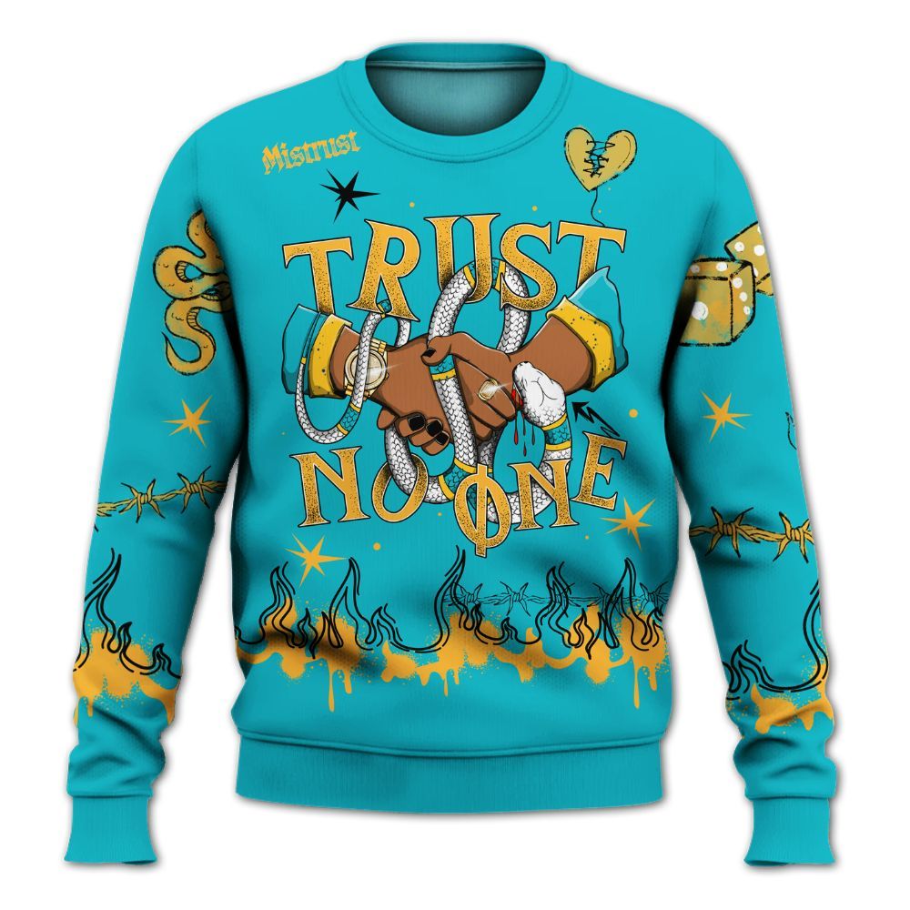 Sweatshirt To Match Retro Aqua 5s - Trust No One Snake-Bite Doodle Crayon All Over Print
