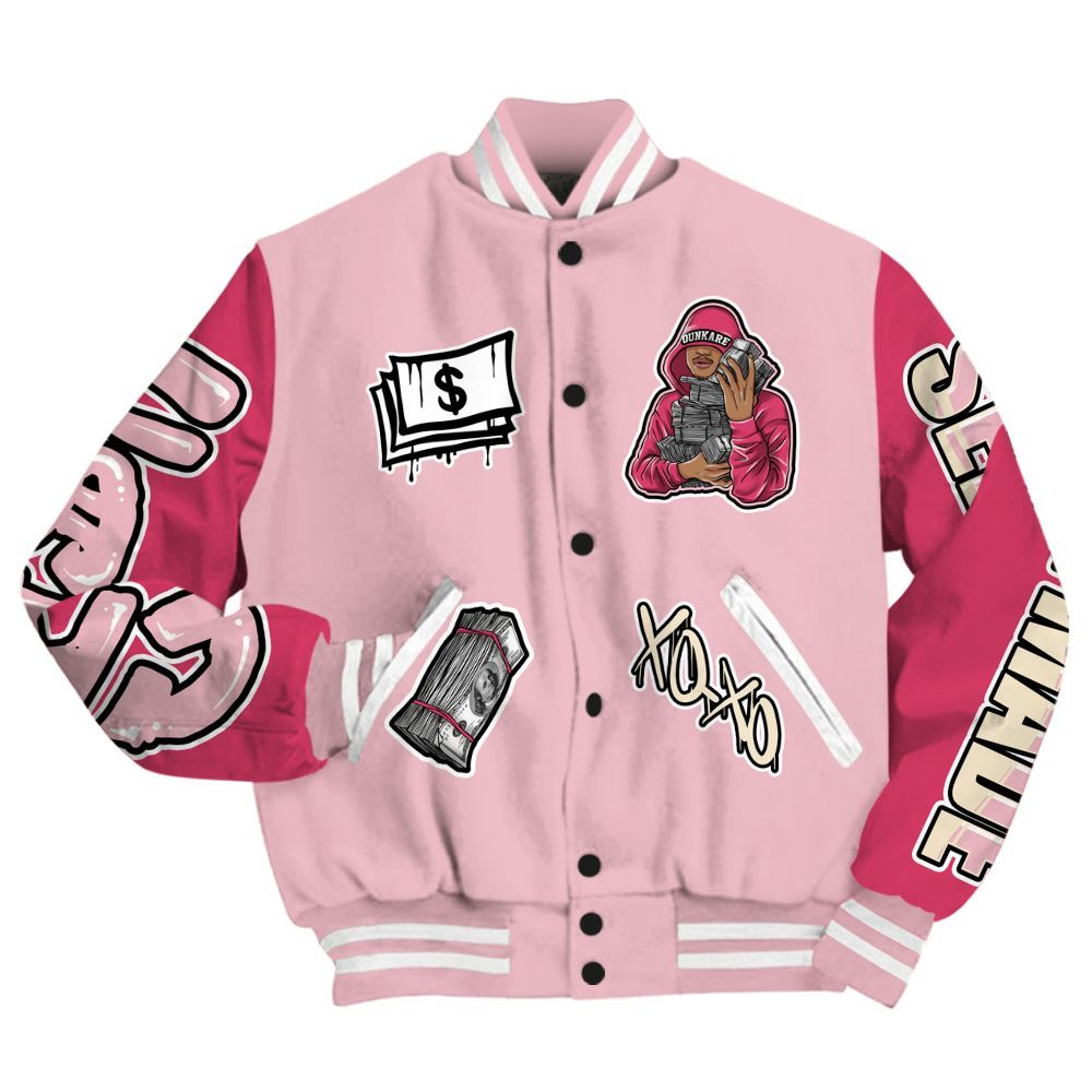 Varsity Jacket To Match Low OG Tropical Pink 1s - Selfmade Unique All Over Print