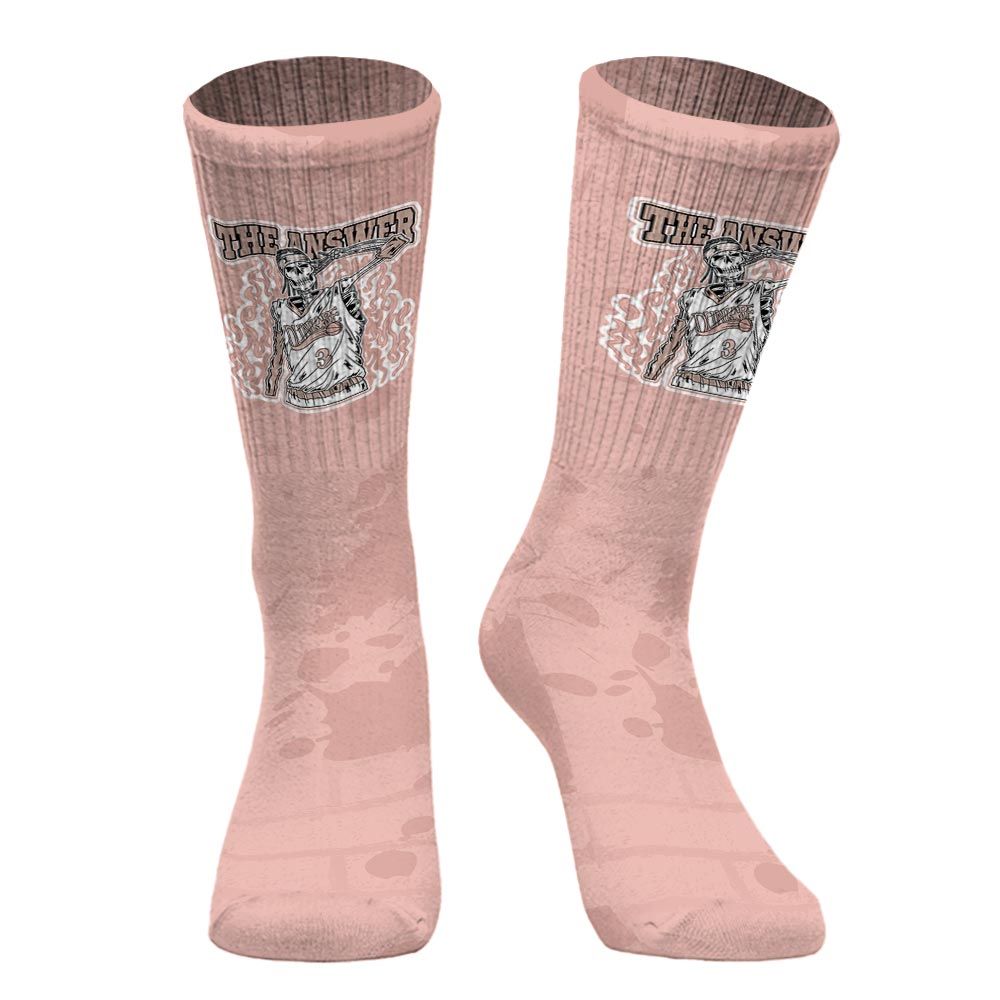 Sock To Match Dunk Low Pink Velvet - Allen Answer Skeleton Brick