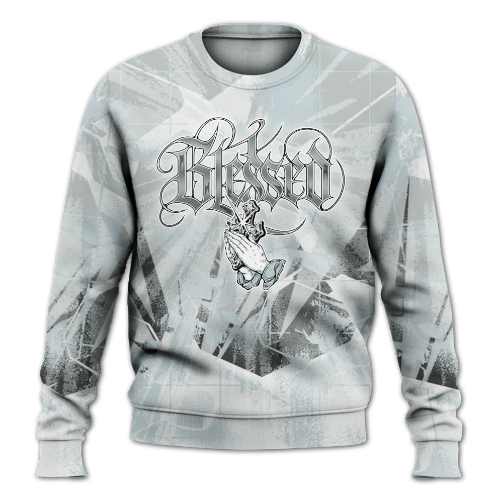 Sweatshirt To Match Black Wolf Grey 12s - God Blessed All Over Print