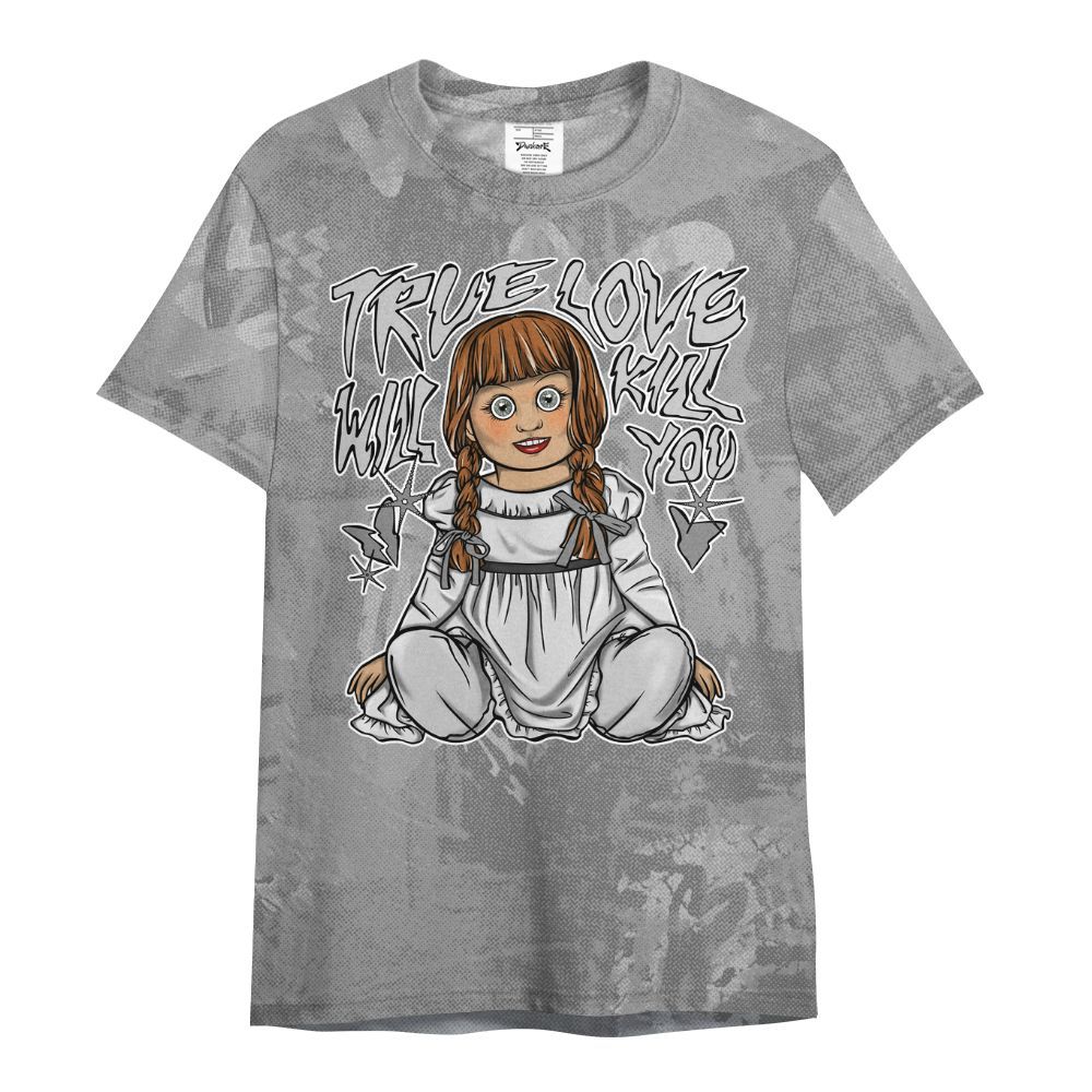 Shirt To Match Black Wolf Grey 12s - Genuine Loves Bear Heart Grunge All Over Print