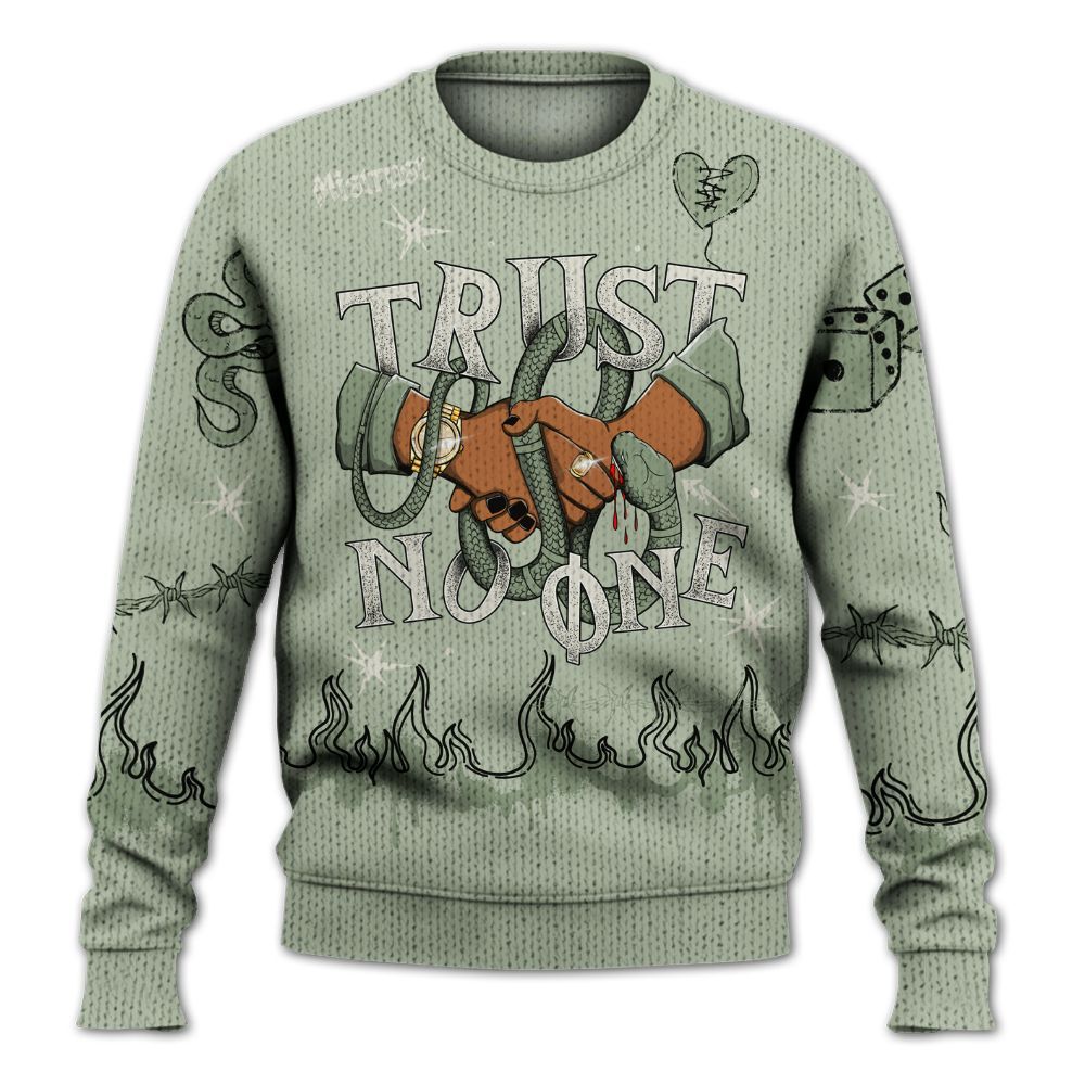 Knitted Sweater To Match Seafoam Sail 4s - Trust No One Snake-Bite Doodle Crayon