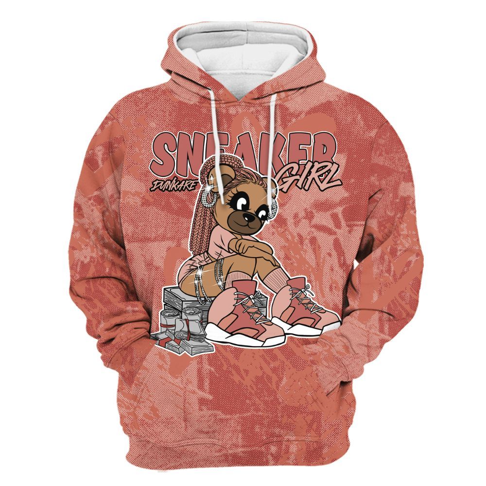 Hoodie To Match Dune Red 13s - Sneaker Girl Bear Heart Grunge All Over Print