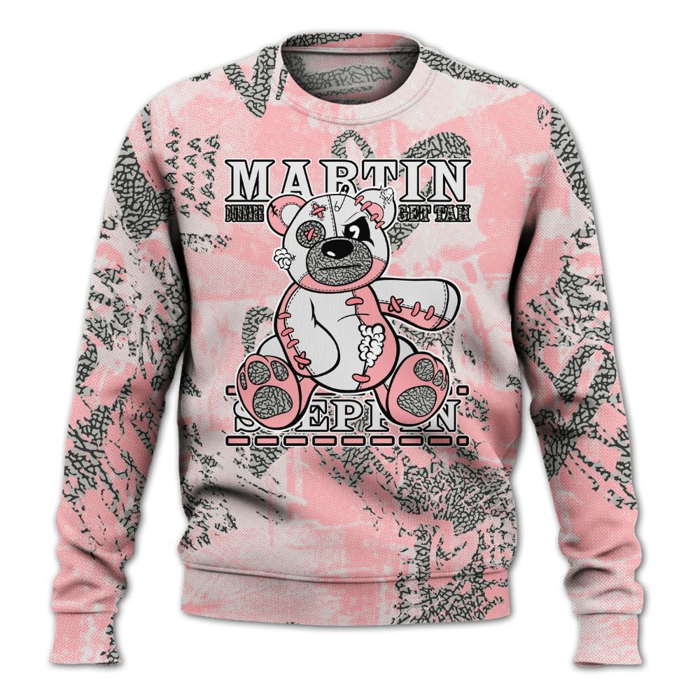 Sweatshirt To Match Retro Wings 3s - Tah Steppin Bear Heart Grunge All Over Print