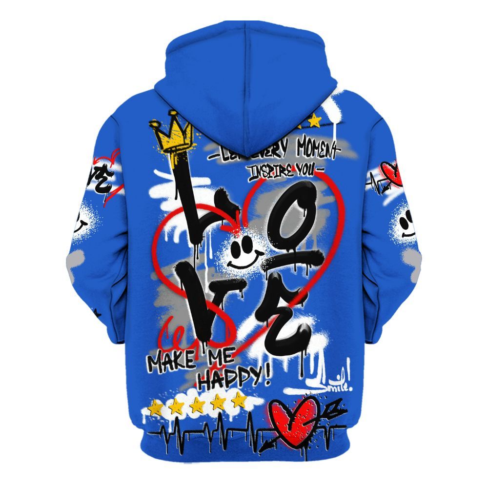 Hoodie To Match Retro Stealth 5s - Happy Love Beats Graffiti Streetwear All Over Print