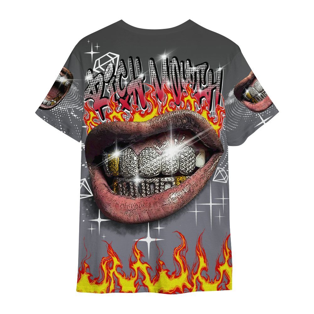 Shirt To Match Retro Black Flint 13s - Rich Mouth Fire Rap Retro 90s All Over Print