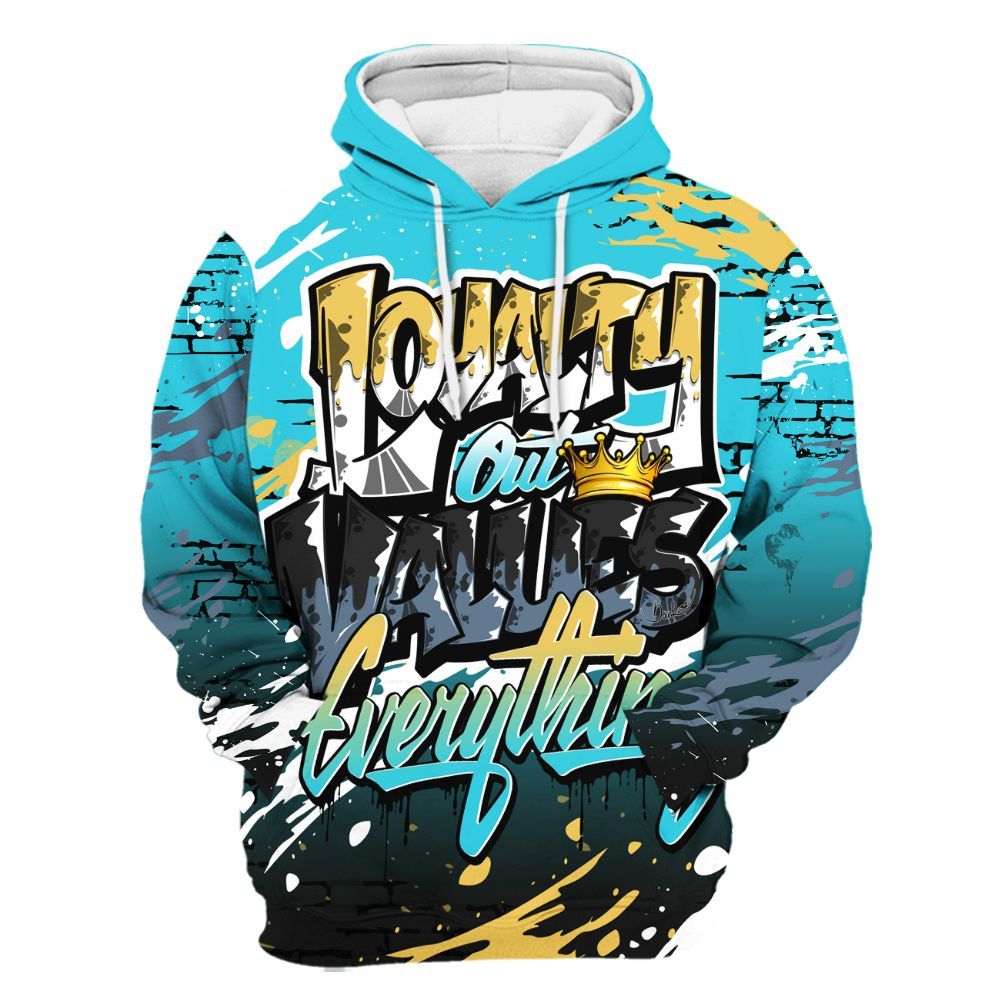 Hoodie To Match Retro Gamma Blue 11s - Values Of Loyalty Drip All Over Print