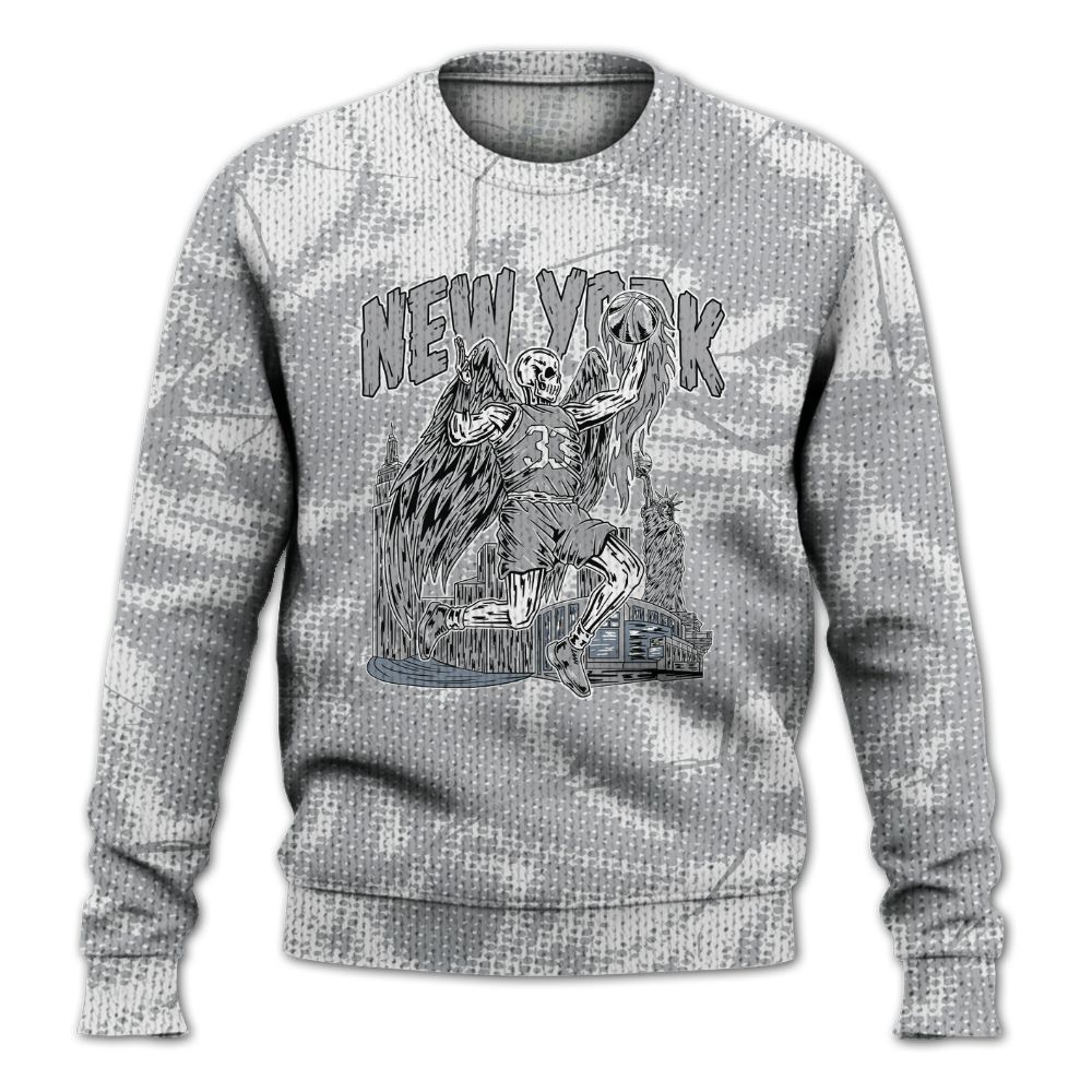 Knitted Sweater To Match Low OG Wolf Grey 1s - Ewing Era Skeleton Crack