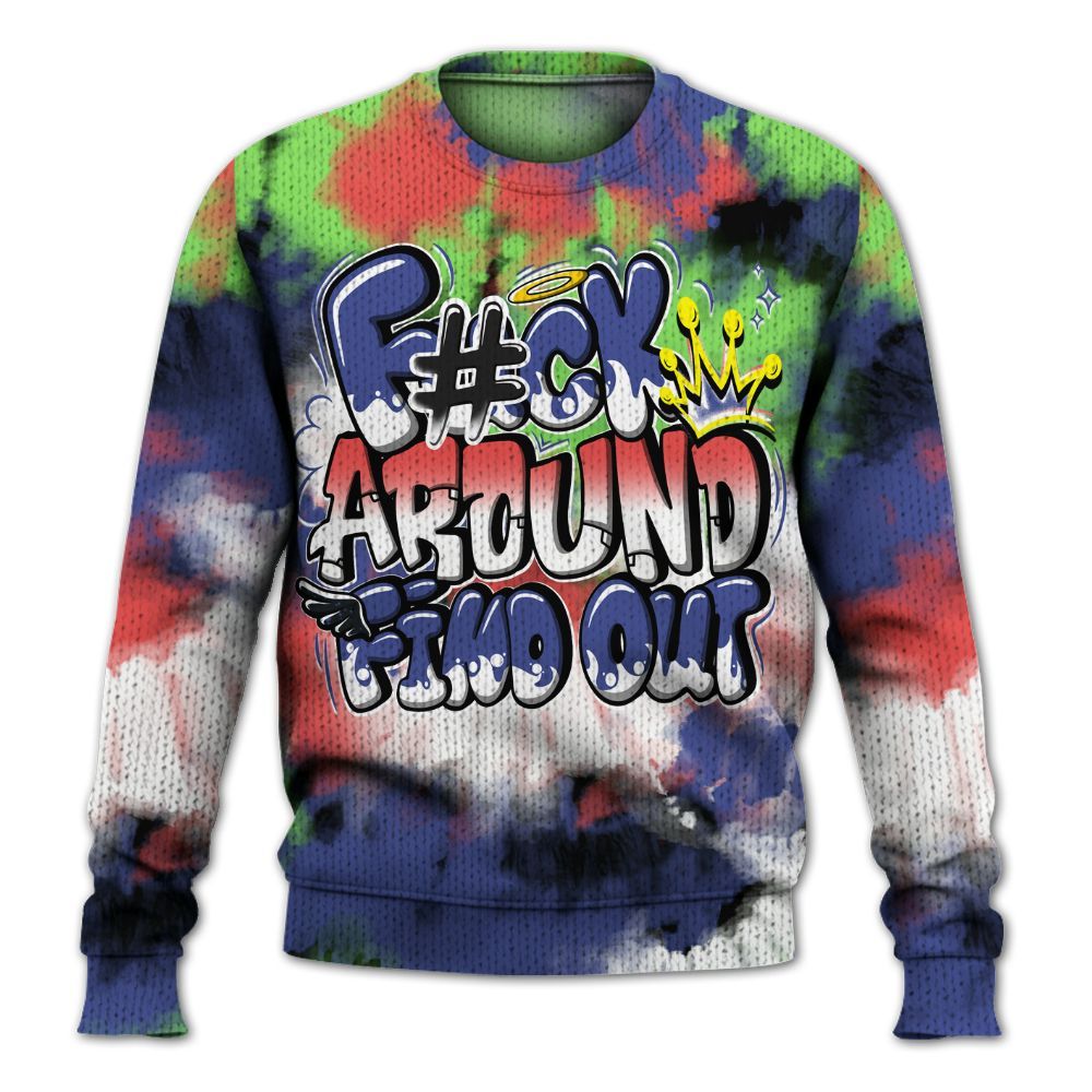 Knitted Sweater To Match KD 4 Nerf - Tie Dye FK Around Find Out