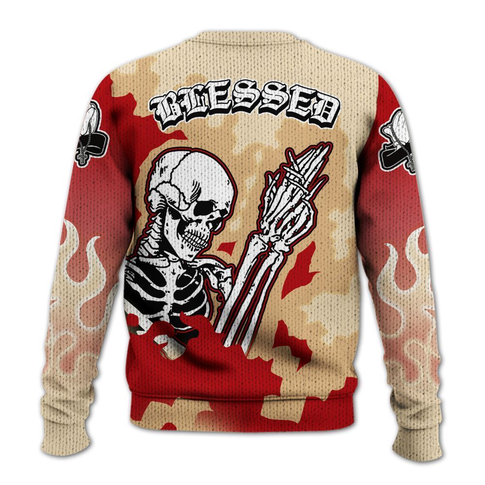 Knitted Sweater To Match Dunk Low Strawberry Waffle - Prayed For Enemies Graphic Bleessing