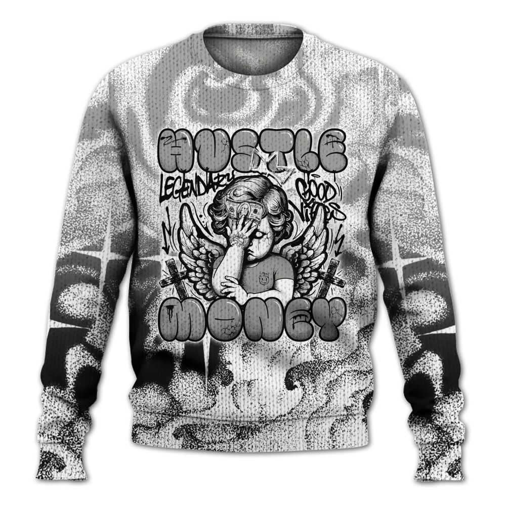 Sweater To Match OG Steel Grey 10s - Angel Hustle Money Graphic