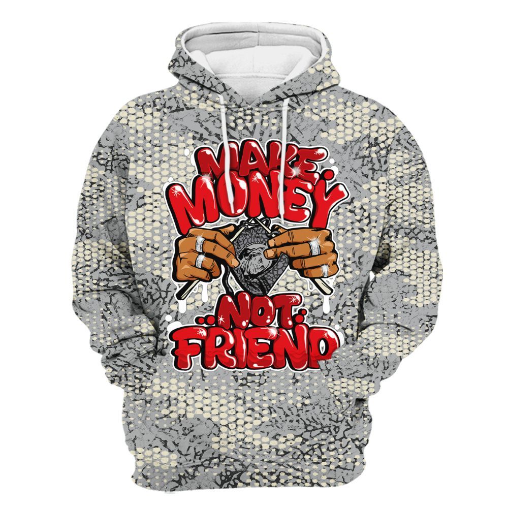 Hoodie To Match Cement Grey 3s - Make Moneys Not Friend Graphic Banknotes All Over Print