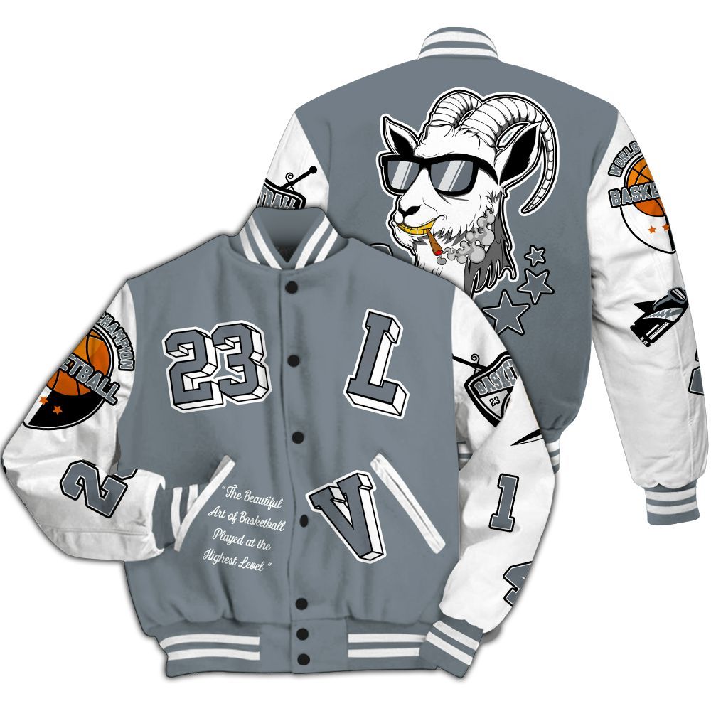 Varsity Jacket To Match Wolf Grey 13s - The GOAT Got Em Streetwear All Over Print