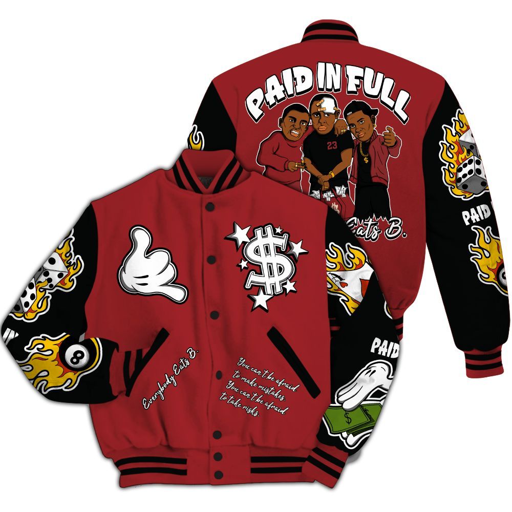 Varsity Jacket To Match Alternate Flu Game 12s - Everybody Paid In Full Graphic All Over Print