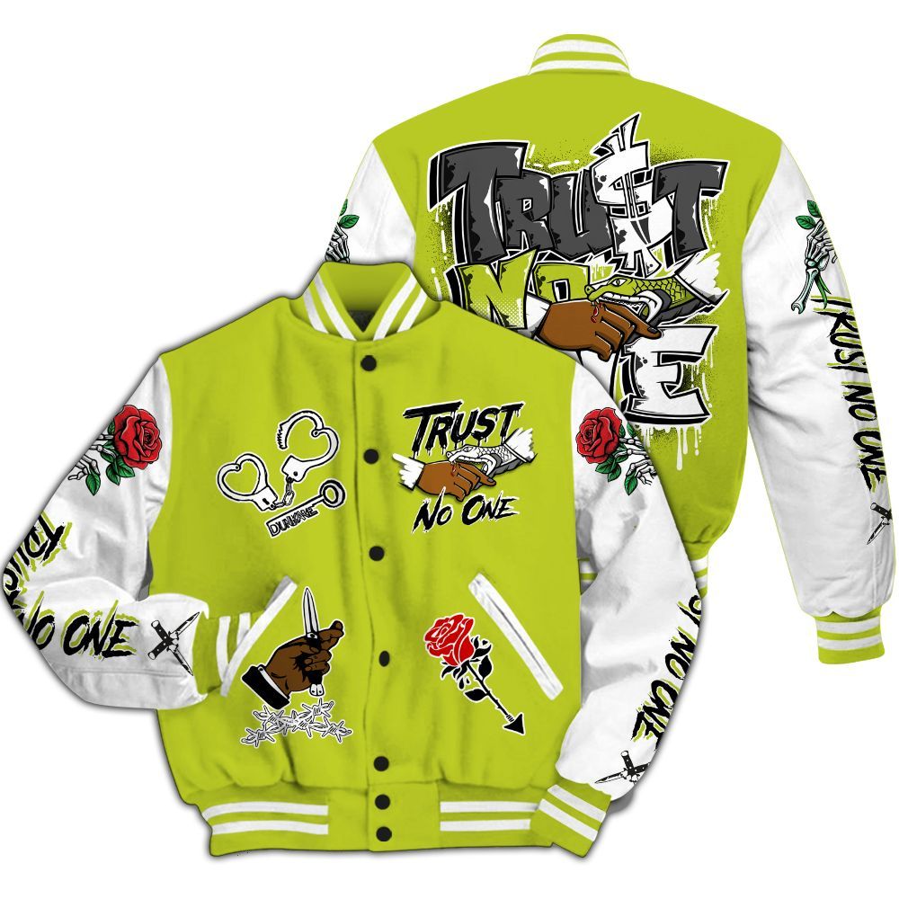 Varsity Jacket To Match Bright Cactus 13s - Trust No One Dripping All Over Print