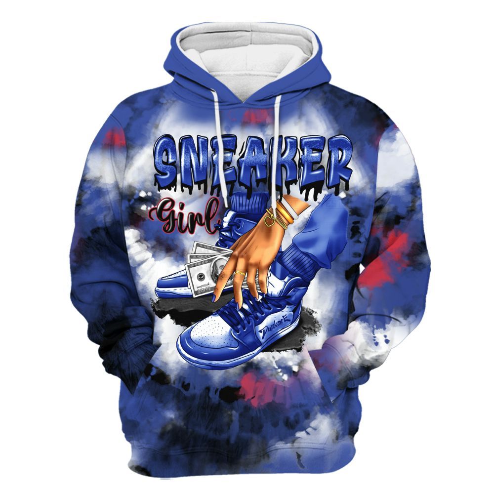 Hoodie To Match Air Griffey Max USA Red White Blue 1s - SNEAKER Girl Money Drip Tie Dye All Over Print