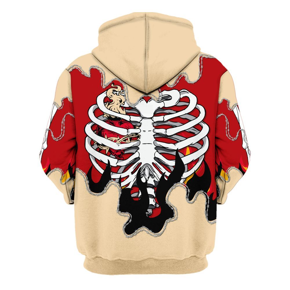 Hoodie To Match Dunk Low Strawberry Waffle - Skeleton Heart On Fire All Over Print